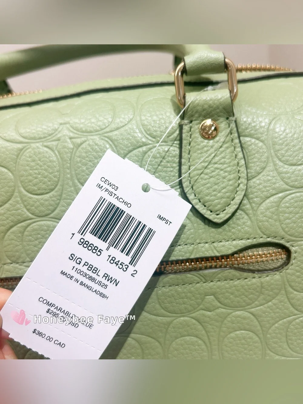 NWT Coach Rowan Satchel Bag In Signature Leather CEW03 Gold/Pistachio